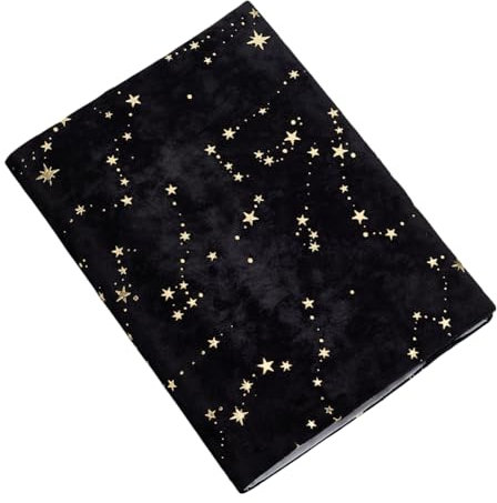 FINGERINSPIRE A5 Stoff Buchhüllen Schutzhülle 210x155mm Wiederverwendbares Polyester Schwarzer Taschenbuch Buchumschlag Tragbar Staubdicht Rechteckig Mit Sternmuster Für Die Schulbibliothek