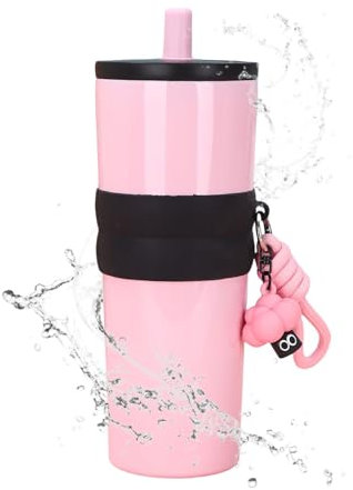 Générique Coffee Tumbler Mug, 800ml Stainless Steel, 3.35x3.35in Travel Insulated Cup, Leakproof Portable Design, Double Wall Vacuum for Lid Straw, Included, Weddings, Gym, Parties Dating