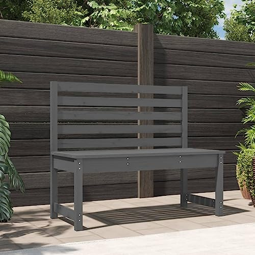 Homvdxl Holz Gartenbank, Massivholz Freizeit Loveseat Stuhl mit Rückenlehne, Outdoor Park Bank Liege für Balkon, Terrasse, Hinterhof, Rasen, 109x48x91.5cm, Grau