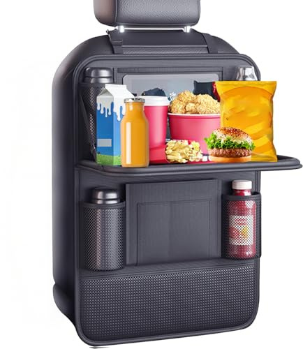 XWUX Organizer Sedile Auto, Proteggi Sedile Auto Bambini Posteriore, Impermeabile Organizer Macchina con Tavolo Pieghevole, Vano porta Tablet/Telefono e 9 Tasche, 42 x 61 cm (1 Pezzi)
