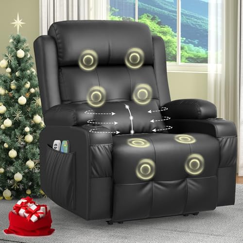 SQUEBILIFE Relaxsessel Fernsehsessel Elektrisch Verstellbar Massagesessel mit Wärmefunktion Liegefunktion Fußteil, 2 Seitentaschen Getränkehalter, TYP C & USB-Anschlüsse, TV Sessel für Wohnzimmer