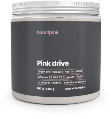 GymBeam Pink Drive - Integratore Pre-Workout Donna, Formula Multi-Ingrediente con Caffeina, Vitamine, Amminoacidi ed Estratti Vegetali - Supporto Energetico (300 g, Caramelle Gommose all'Anguria)