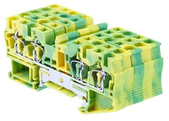Morsettiera for guida DIN ST-2.5 QUATTRO PE Terra 4 conduttori 24A 800V Morsetto a molla 10 pezzi Connettore elettrico