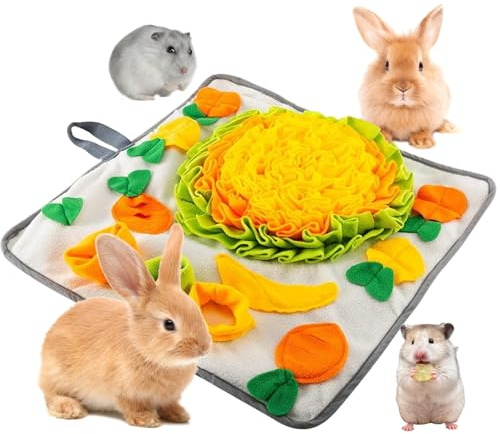 BEAHING Tapis de Recherche de Nourriture pour Lapin, antidérapant, Doux et Lavable, avec poignée Fixation, Tapis reniflage interactif 202x20 Pouces, adapté aux Lapins, cochons d'Inde, furets et Toto