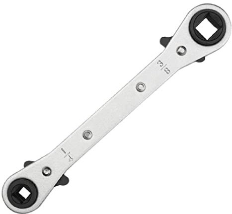 SHITOOMFE Square Wrench, Refrigeration Ratchet Wrench Double Headed Square 4 in 1 Ratcheting Strong Gear Spanner, Ratchet Spanner