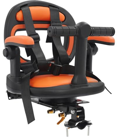 Susoso - Kinderfahrradsitz, Fahrradsitz, Fahrrad Vorne Babysitz mit Sicherheitsbügel & Pedal, Kindersitz für Kinder von 6 Monaten bis 8 Jahren bis 80 kg (Orange)