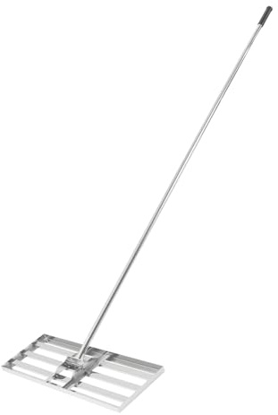 Rastrillo de nivelación de césped profesional, giratorio 180°, de acero inoxidable, portátil, herramienta de césped, nivelador de superficies para patios traseros, jardines, pastos, campos de golf