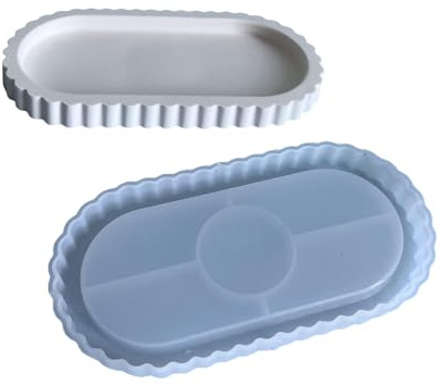 Molde de silicona resistente con rayas ovaladas para servir, bandeja de pastel ideal para resina o proyectos de manualidades individuales