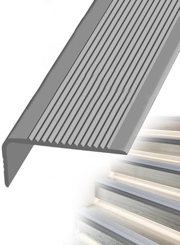 Treppenkantenprofil Selbstklebend PVC, Antirutsch-Profil Winkelprofil 50 x 20 mm, für stark frequentierte Bereiche im Innen- und Außenbereich(Gray,1000cm/33ft)