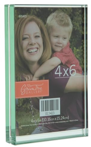 Hobby Lobby Green Tree Gallery Glass Picture Frame, Double-Sided Clear, Freestanding, Blocked Glass for Home or Office (Clear Glass, 4X6)