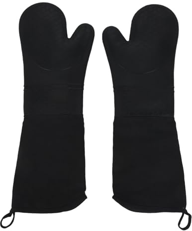 HUDFVIOI Maniques Cuisine 1 paire de gants cuisine professionnels en silicone, cuisson, longueur coude, résistants à la chaleur