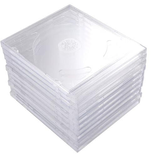 FIXOSHEE Custodia CD Doppio Slot Trasparente in Plastica Rigida per Storage Video, Confezione da 10 Pezzi per Trasporto e Impiego Domestico