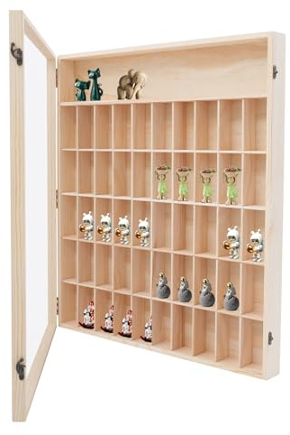 Bdneygtyr Setzkasten Holz Hängend mit 50 Fächern Sammlervitrine für Figuren Mineralien Lego Vitrine mit Acrylscheibe Wandmontage Schaukasten Regal Als Wandvitrine und Sammelvitrine