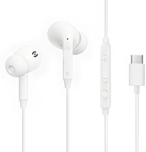 MAS CARNEY Auricolari con Filo USB C TI6, Cuffie In-Ear con Filo e Mic Auricolari Cavo TipoC per iPhone 15 16 17 Pro Max Air iPad Cuffie Type C per iPhone 16e 16 Plus 16Pro 15 Pro Max 15Pro Samsung