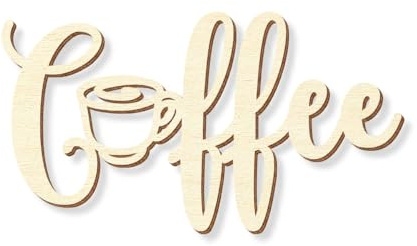 Letrero de Coffee de Bütic GmbH, en madera contrachapada natural en diferentes longitudes y fuentes, madera, Coffee 2, 45cm lang