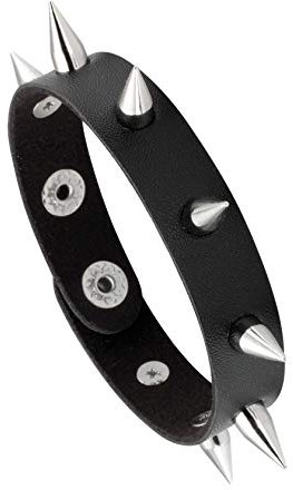 MILAKOO Herren Damen Metal Spike Nieten Armband Punk Rock Biker Wide Strap Lederarmband