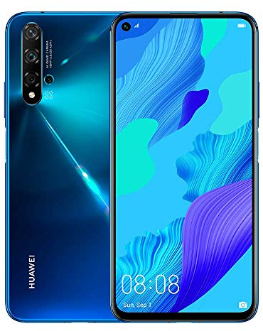 Huawei Nova 5T Smartphone, 48MP KI Caméras Empreinte Digitale, Écran FullView 15,7 cm (6,26), 8 Go de RAM + 128 Go de ROM, 3750 mAh Double SIM, Téléphone Android, EMUI 9.1, Bleu