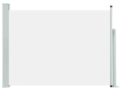 vidaXL Toldo Lateral Retráctil para Patio Pantalla de Terraza Mampara Parasol de Exterior Jardín Tela de Lona PU Crema Soporte de Hierro 120x500 cm