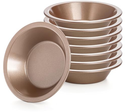 Suwimut 8 Pack Mini Pie Pan Set, 5 Inch Reusable Nonstick Individual Dish Pies Plate Carbon Steel Pie Tins Small Round Metal Bakeware for Baking Pot Pies, Cakes, Quiches, Tarts, Desserts, Christmas