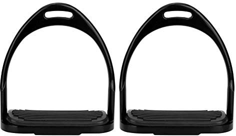 Nikou Steigbügel, Pferdereiten Rostfreier Steigbügel Rostschutz Leichter Aluminium Steigbügel für Pferdesport, Starke Tragfähigkeit (Schwarz)