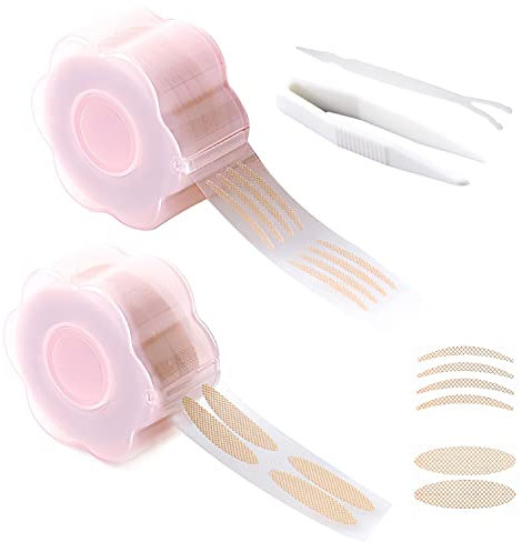 1200 Pcs Eyelid Tape, Invisible Double Eyelid Lift Strips Instant Eyelid Stickers, Self-Adhesive Eye Tapes Fiber for Hooded Droopy Uneven Mono-eyelids, Big Eye Tools with Fork Rods & Tweezers