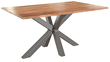 SAM Esstisch Spyro 120x80 cm Akazie Natur/Spider-Gestell Silber