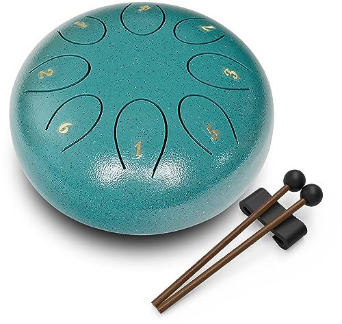 REGIS Zungentrommel 6 Zoll 8 Töne - Tongue Drum mit Schlägeln - Musikinstrument für Therapie & Draußen - Geschenk für Erwachsene(Malachit)