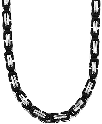 Akzent Herren-Königskette Antanas Edelstahl 50 bis 80 cm lang silberfarbig schwarz 6 mm 5000143