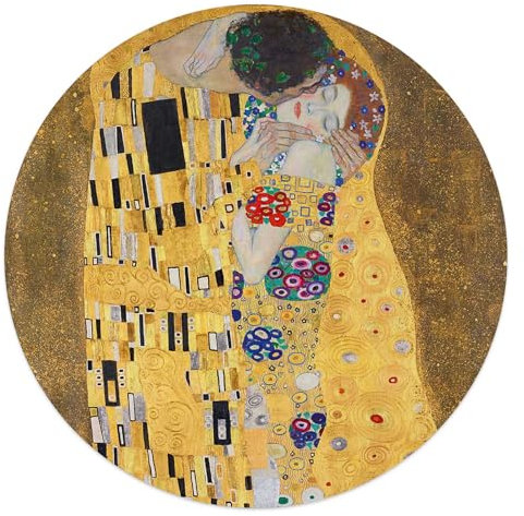 REINDERS Plexiglasbild, Klimt Der Kuss, Wohnzimmer, Poster, Wanddeko, Room Decor, Acrylglas, Gold, Ø 50