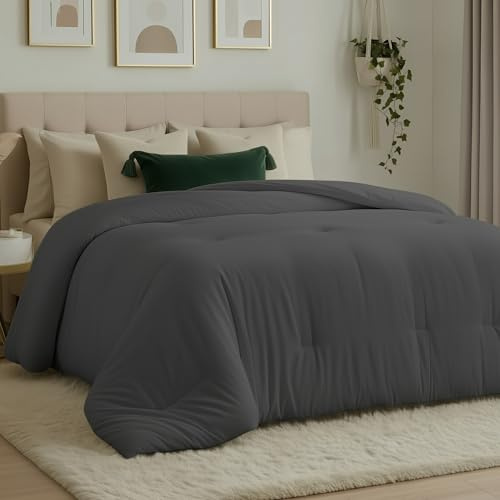 Utopia Bedding Edredón de plumón para Todas Las Estaciones, tamaño XL, con Solapas en Las Esquinas, Lavable a máquina, Color Gris