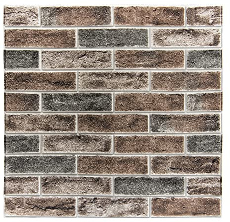 Art3d 20-Pack Durable Faux Brick Peel and Stick 3D Wall Panels, Gray Brown