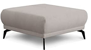 CAVADORE Hocker Cooper / Polsterhocker mit schwarzen Metallfüßen und feinem Cord-Bezug, als Beistellhocker oder Sitzhocker / 89 x 43 x 89 / Cord, Hellgrau
