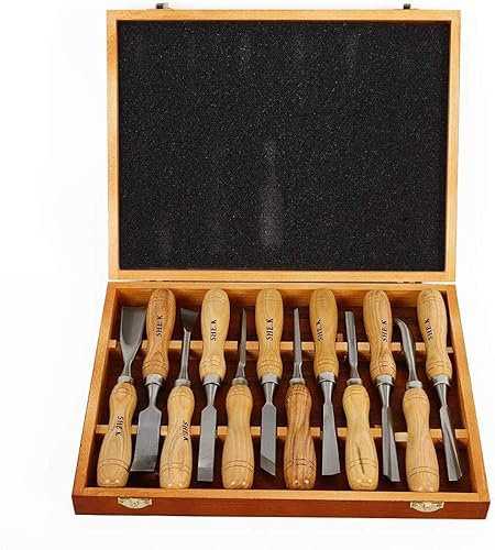 OITTo Juego de gubias Profesionales de 12 Piezas Juego de Herramientas de cincel de Mano para tallar Madera de Primera Calidad con Estuche de Almacenamiento