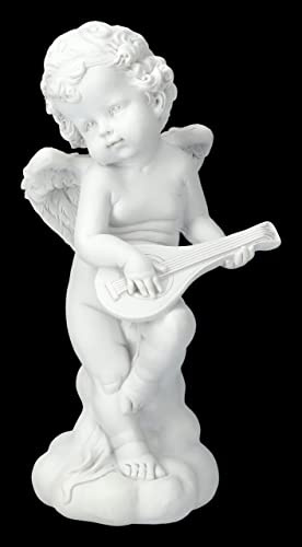 Engel Figur Putte Macht Musik 21,5 cm Deko Engelchen Laute Gitarre