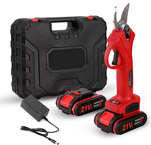 Viemylu Forbice da potatura elettrica con 2 batterie da 21v lama da 25mm cesoia elettrica professionale per giardinaggio,alber, arbusti