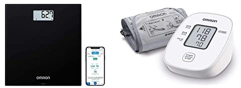 OMRON HN300T2 Intelli IT - Báscula digitale con Bluetooth y aplicación para smartphone, color negro & X2 Basic Tensiómetro de Brazo digital