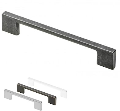 Gedotec Möbelgriff aus Vollmetall Silber antik mit BA 192 mm | Griffe für Küchenschränke inkl. Befestigungsmaterial | PALERMO | Möbelgriffe | Türgriffe für Schränke - Schrankgriffe