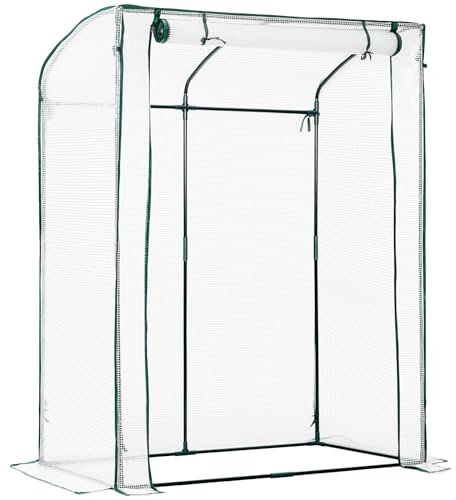 LARMNEE Serra con Tetto Arco, Serra con Cupola Compatta per Pomodori, Coltivazione, Giardinaggio, Apertura a Avvolta, Struttura in Metallo, Copertura di PE, per Interno e Esterno, Bianco EWT71GH02