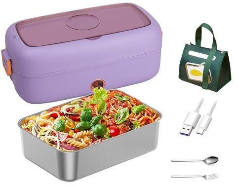 MeLtor Scaldavivande Adatto per Portatili Da 110 V/12 V/24 V, Scaldavivande Elettrico Isolamento Termico Di Lunga Durata Alimentato Tramite USB, Portavivande Termico,Purple