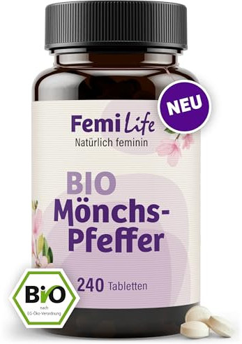 FemiLife® BIO Mönchspfeffer - 4:1 Extrakt aus Agnus Castus (10mg je Tablette) - 240 Tabletten - klein & leicht zu schlucken, vegan, in Deutschland hergestellt