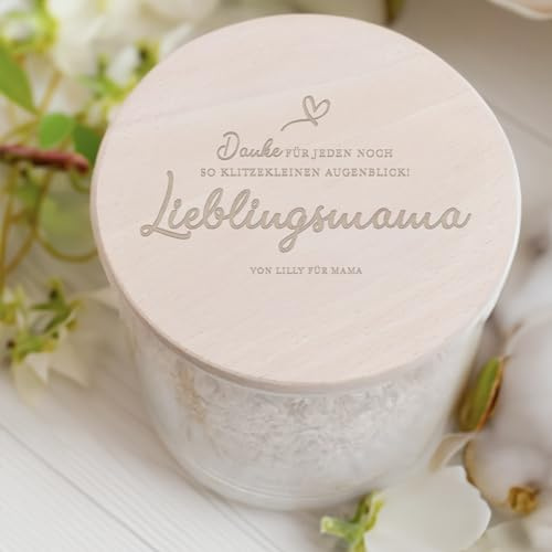 Diamandi - Vorratsglas mit Holzdeckel personalisiert/eigener Name/Geschenk für Freunde/Abschiedsgeschenk für Lehrer/Geschenk für Kollegen/Bonbonglas/Lieblingsmama/Aufbewahrung / 880ml