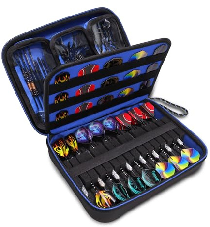 USA Gear XL Dart-Etui mit Halbharter Schale – Set für Pfeile, Spitzen und Flights – Kompatibel mit Metall- und Soft-Dart-Spitzen (Blau)