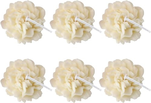 Lot de 6 bougies parfumées en forme de fleur - Fait à la main - Bougie décorative en cire de soja - Pour anniversaire, cadeau d'anniversaire (B)