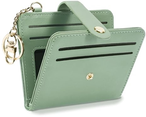 Airkit Small Wallets Woman RFID Blocking Leather Credit Card Holder - with ID Window - Card Wallets for Women - with Zipper Coin Purse - Keychain Wallet