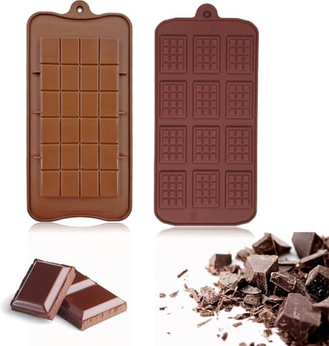 2 Moldes de Silicona para Chocolate,Alimenticio Antiadherente Break Apart Moldes De Chocolate,Dulces, Proteínas, Chocolate, Chocolate, Chocolate,Para DIY Barra De Chocolate,Dulces Cubitos Hielo,Gofres