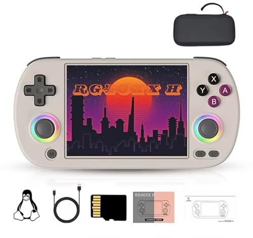 RG40XX H Console di gioco portatile retrò 256G con oltre 16000 giochi, sistema Linux a 64 bit con schermo IPS da 4 pollici, console per videogiochi supporta 5G WiFi Bluetooth (con borsa)