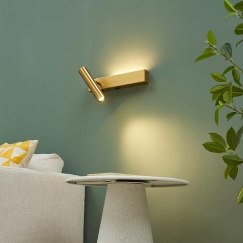 KOSILUM - Applique laiton tête de lit liseuse gauche avec interrupteur - Lodvi - GAUCHE - Lumière Blanc Chaud Eclairage Salon Chambre Cuisine Couloir - - 1718 lm - LED intégrée - IP20