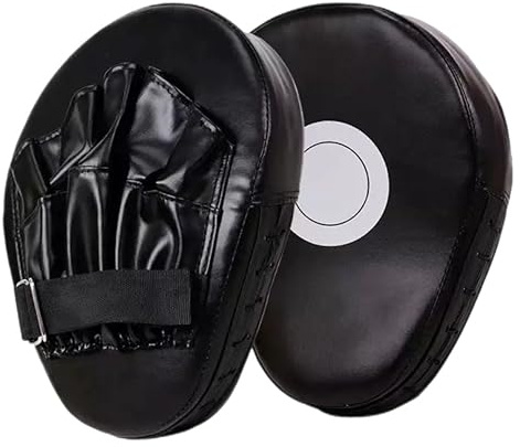 eBoutik- Curved Focus Pads for Boxing Training Mitts, Hook and Jab Gloves, MMA Kickboxing Punch Bag Pads Gym Equipment For Self Defence (Black)