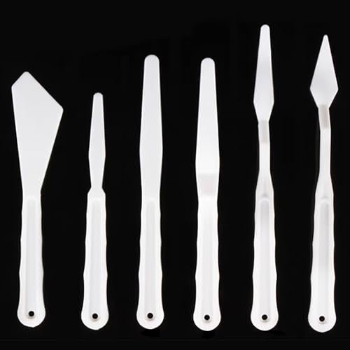 WOLMIK Set di 6 spatole per pittura acrilica, spatole per pittura acrilica, spatole piccole per pittura a olio, spatole per pittura a olio, raschietto, piccolo set di coltelli