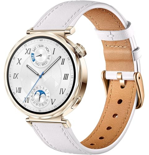 Issinlky läderarmband kompatibelt med Huawei Watch GT6 41mm/GT5 Pro 42mm/GT5 41mm/GT4 41mm/Huawei Watch 5 42mm, 18mm Business ersättningsarmband för Garmin Venu 2S/Venu 3S/Vivomove 3S/Vivoactive 4S